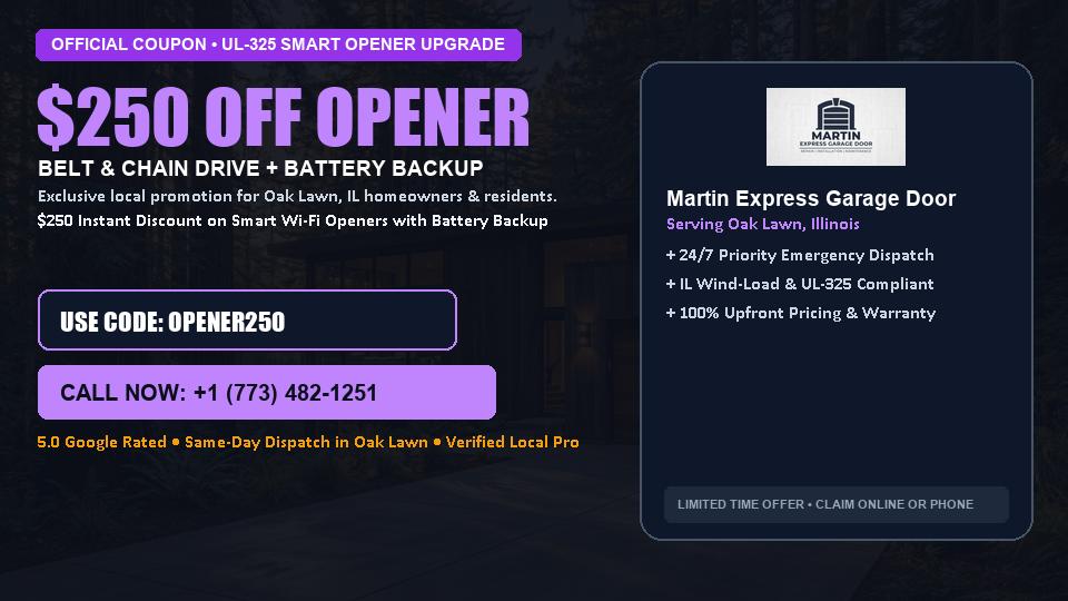 Martin Express Garage Door $250 OFF Premium LiftMaster Opener Installation in Oak Lawn, IL