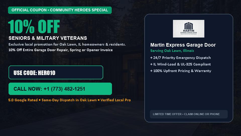 Martin Express Garage Door 10% OFF Seniors & Military Veterans in Oak Lawn, IL